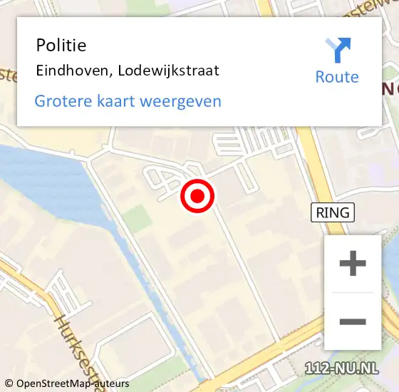 Locatie op kaart van de 112 melding: Politie Eindhoven, Lodewijkstraat op 7 oktober 2021 08:35