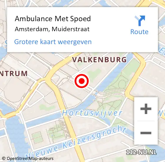 Locatie op kaart van de 112 melding: Ambulance Met Spoed Naar Amsterdam, Muiderstraat op 7 oktober 2021 11:29