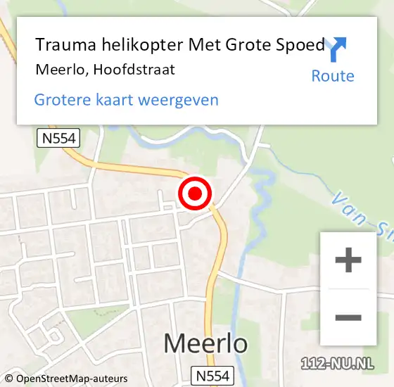 Locatie op kaart van de 112 melding: Trauma helikopter Met Grote Spoed Naar Meerlo, Hoofdstraat op 7 oktober 2021 18:13