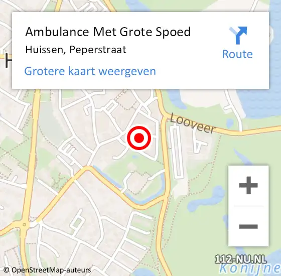 Locatie op kaart van de 112 melding: Ambulance Met Grote Spoed Naar Huissen, Peperstraat op 25 juni 2014 11:59