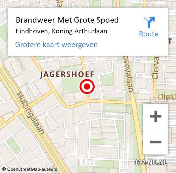 Locatie op kaart van de 112 melding: Brandweer Met Grote Spoed Naar Eindhoven, Koning Arthurlaan op 8 oktober 2021 00:07