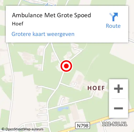 Locatie op kaart van de 112 melding: Ambulance Met Grote Spoed Naar Hoef op 8 oktober 2021 00:50