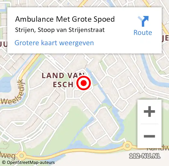 Locatie op kaart van de 112 melding: Ambulance Met Grote Spoed Naar Strijen, Stoop van Strijenstraat op 8 oktober 2021 01:31