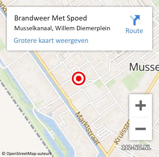 Locatie op kaart van de 112 melding: Brandweer Met Spoed Naar Musselkanaal, Willem Diemerplein op 8 oktober 2021 07:58