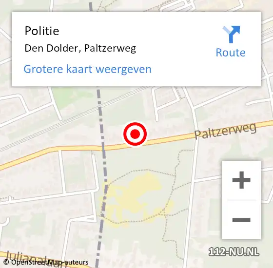Locatie op kaart van de 112 melding: Politie Den Dolder, Paltzerweg op 8 oktober 2021 08:01
