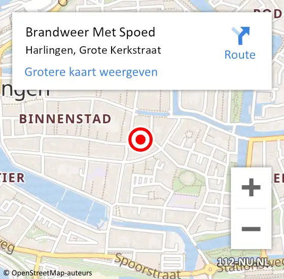 Locatie op kaart van de 112 melding: Brandweer Met Spoed Naar Harlingen, Grote Kerkstraat op 8 oktober 2021 10:45