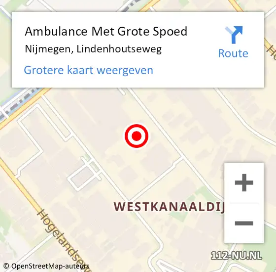 Locatie op kaart van de 112 melding: Ambulance Met Grote Spoed Naar Nijmegen, Lindenhoutseweg op 8 oktober 2021 12:11