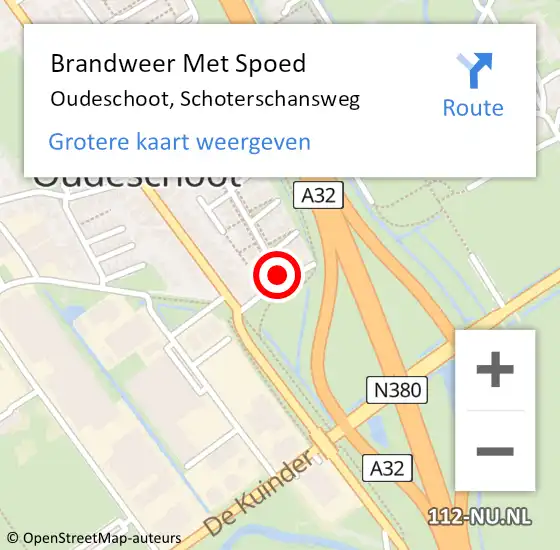 Locatie op kaart van de 112 melding: Brandweer Met Spoed Naar Oudeschoot, Schoterschansweg op 8 oktober 2021 13:58