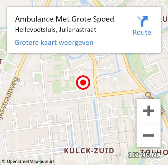 Locatie op kaart van de 112 melding: Ambulance Met Grote Spoed Naar Hellevoetsluis, Julianastraat op 8 oktober 2021 15:49