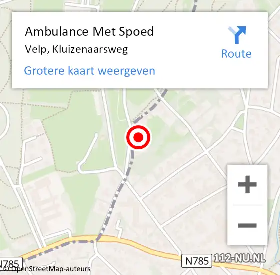 Locatie op kaart van de 112 melding: Ambulance Met Spoed Naar Velp, Kluizenaarsweg op 8 oktober 2021 16:06