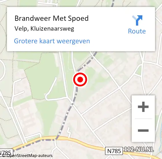 Locatie op kaart van de 112 melding: Brandweer Met Spoed Naar Velp, Kluizenaarsweg op 8 oktober 2021 16:49