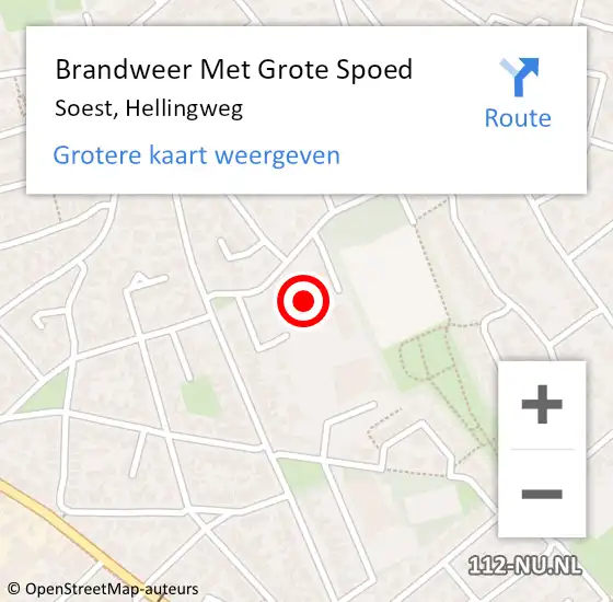 Locatie op kaart van de 112 melding: Brandweer Met Grote Spoed Naar Soest, Hellingweg op 8 oktober 2021 16:56