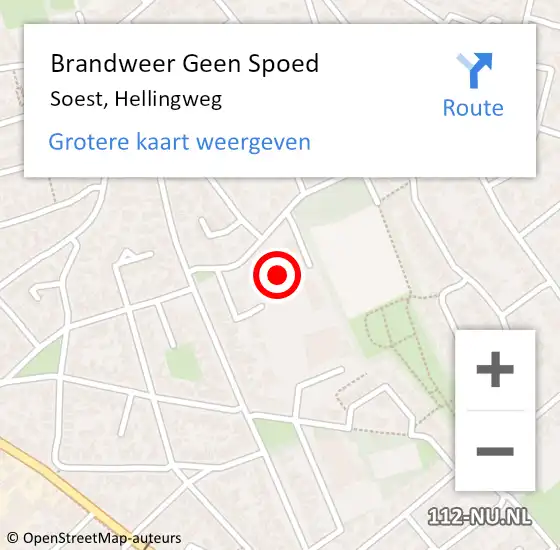 Locatie op kaart van de 112 melding: Brandweer Geen Spoed Naar Soest, Hellingweg op 8 oktober 2021 16:57