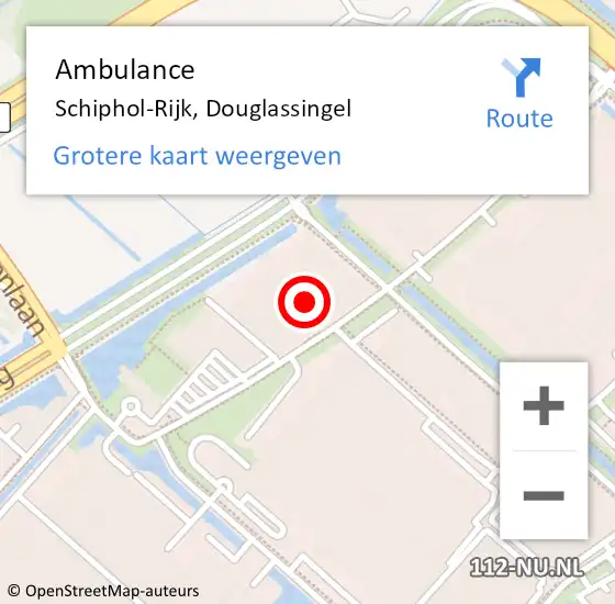 Locatie op kaart van de 112 melding: Ambulance Schiphol-Rijk, Douglassingel op 8 oktober 2021 18:59