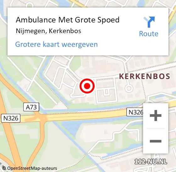 Locatie op kaart van de 112 melding: Ambulance Met Grote Spoed Naar Nijmegen, Kerkenbos op 8 oktober 2021 21:15