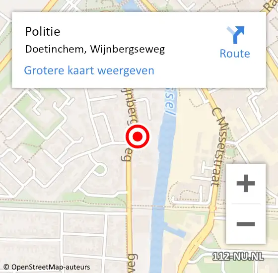 Locatie op kaart van de 112 melding: Politie Doetinchem, Wijnbergseweg op 9 oktober 2021 00:57