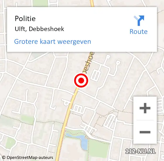 Locatie op kaart van de 112 melding: Politie Ulft, Debbeshoek op 9 oktober 2021 02:52