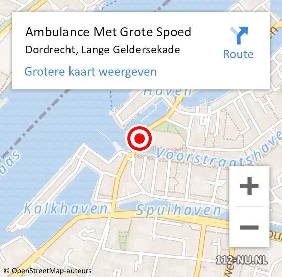 Locatie op kaart van de 112 melding: Ambulance Met Grote Spoed Naar Dordrecht, Lange Geldersekade op 9 oktober 2021 10:15