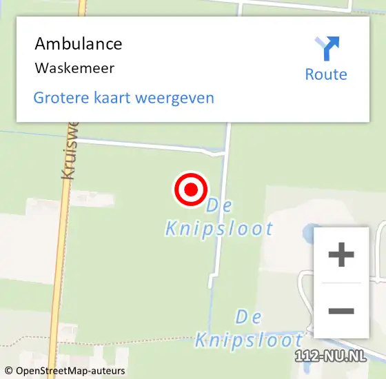 Locatie op kaart van de 112 melding: Ambulance Waskemeer op 9 oktober 2021 12:30