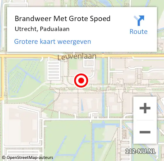 Locatie op kaart van de 112 melding: Brandweer Met Grote Spoed Naar Utrecht, Padualaan op 9 oktober 2021 13:41
