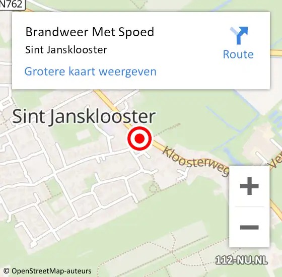 Locatie op kaart van de 112 melding: Brandweer Met Spoed Naar Sint Jansklooster op 9 oktober 2021 13:58