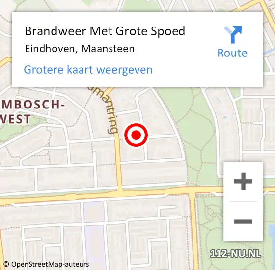 Locatie op kaart van de 112 melding: Brandweer Met Grote Spoed Naar Eindhoven, Maansteen op 9 oktober 2021 14:58