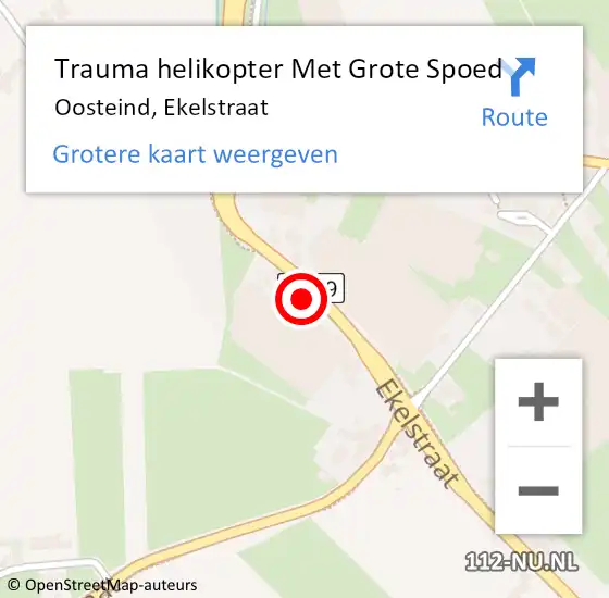 Locatie op kaart van de 112 melding: Trauma helikopter Met Grote Spoed Naar Oosteind, Ekelstraat op 9 oktober 2021 16:27