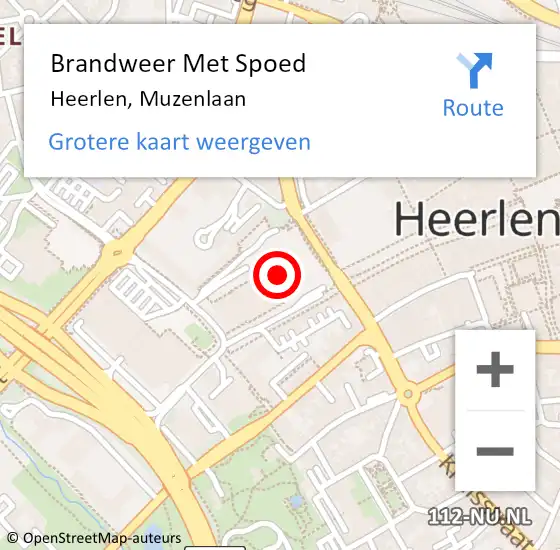 Locatie op kaart van de 112 melding: Brandweer Met Spoed Naar Heerlen, Muzenlaan op 9 oktober 2021 18:21