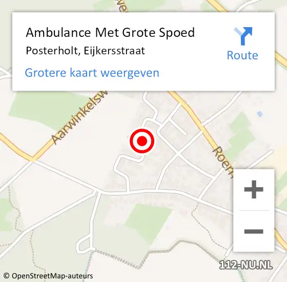 Locatie op kaart van de 112 melding: Ambulance Met Grote Spoed Naar Posterholt, Eijkersstraat op 9 oktober 2021 18:25