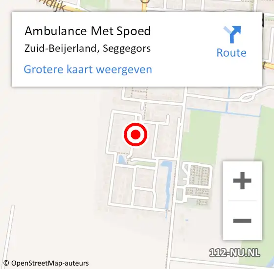 Locatie op kaart van de 112 melding: Ambulance Met Spoed Naar Zuid-Beijerland, Seggegors op 9 oktober 2021 21:38