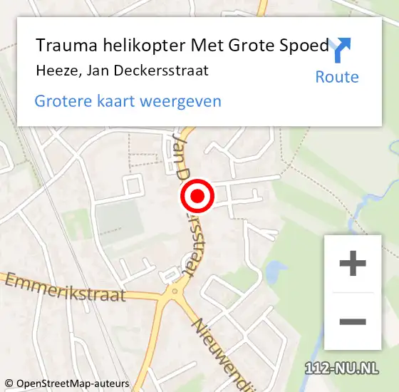 Locatie op kaart van de 112 melding: Trauma helikopter Met Grote Spoed Naar Heeze, Jan Deckersstraat op 9 oktober 2021 23:19