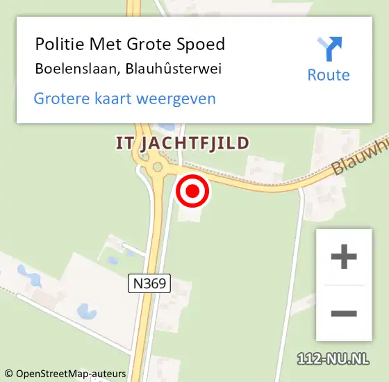 Locatie op kaart van de 112 melding: Politie Met Grote Spoed Naar Boelenslaan, Blauhûsterwei op 9 oktober 2021 23:39