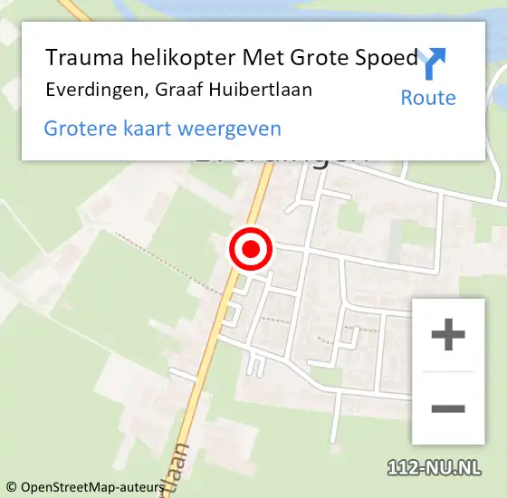 Locatie op kaart van de 112 melding: Trauma helikopter Met Grote Spoed Naar Everdingen, Graaf Huibertlaan op 10 oktober 2021 02:04