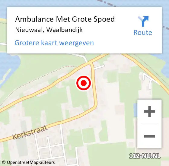 Locatie op kaart van de 112 melding: Ambulance Met Grote Spoed Naar Nieuwaal, Waalbandijk op 10 oktober 2021 03:02