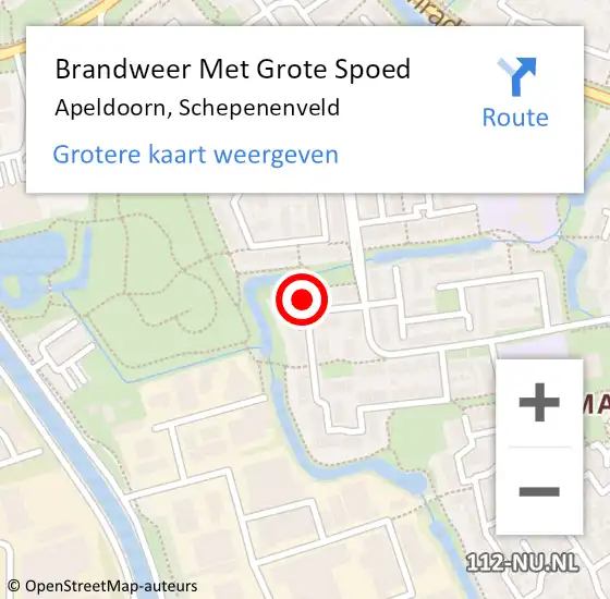 Locatie op kaart van de 112 melding: Brandweer Met Grote Spoed Naar Apeldoorn, Schepenenveld op 10 oktober 2021 03:17