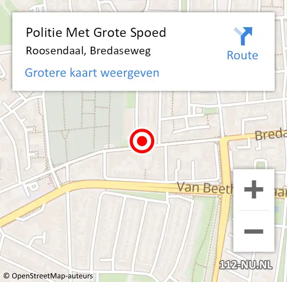 Locatie op kaart van de 112 melding: Politie Met Grote Spoed Naar Roosendaal, Bredaseweg op 10 oktober 2021 05:16