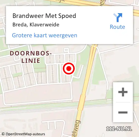 Locatie op kaart van de 112 melding: Brandweer Met Spoed Naar Breda, Klaverweide op 10 oktober 2021 08:23