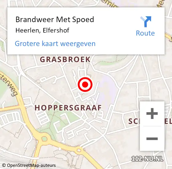 Locatie op kaart van de 112 melding: Brandweer Met Spoed Naar Heerlen, Elfershof op 10 oktober 2021 08:56