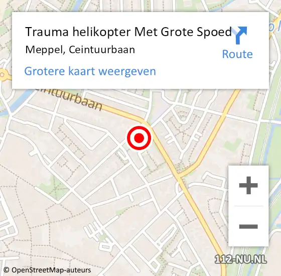 Locatie op kaart van de 112 melding: Trauma helikopter Met Grote Spoed Naar Meppel, Ceintuurbaan op 10 oktober 2021 09:36