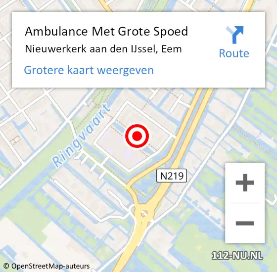 Locatie op kaart van de 112 melding: Ambulance Met Grote Spoed Naar Nieuwerkerk aan den IJssel, Eem op 10 oktober 2021 11:33