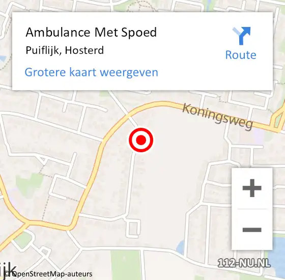 Locatie op kaart van de 112 melding: Ambulance Met Spoed Naar Puiflijk, Hosterd op 10 oktober 2021 12:21