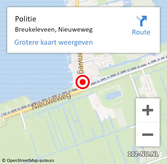 Locatie op kaart van de 112 melding: Politie Breukeleveen, Nieuweweg op 10 oktober 2021 12:49