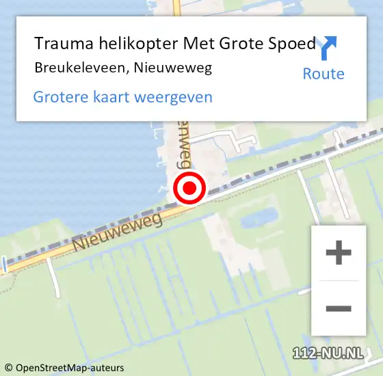 Locatie op kaart van de 112 melding: Trauma helikopter Met Grote Spoed Naar Breukeleveen, Nieuweweg op 10 oktober 2021 12:52