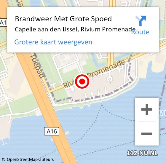 Locatie op kaart van de 112 melding: Brandweer Met Grote Spoed Naar Capelle aan den IJssel, Rivium Promenade op 10 oktober 2021 14:30