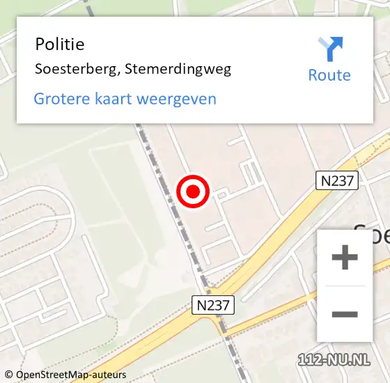 Locatie op kaart van de 112 melding: Politie Soesterberg, Stemerdingweg op 10 oktober 2021 17:12