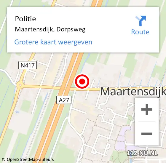 Locatie op kaart van de 112 melding: Politie Maartensdijk, Dorpsweg op 10 oktober 2021 20:16