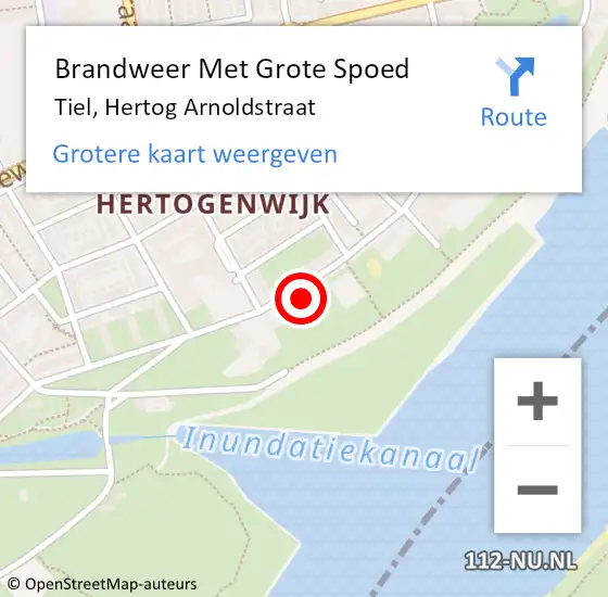 Locatie op kaart van de 112 melding: Brandweer Met Grote Spoed Naar Tiel, Hertog Arnoldstraat op 11 oktober 2021 02:58