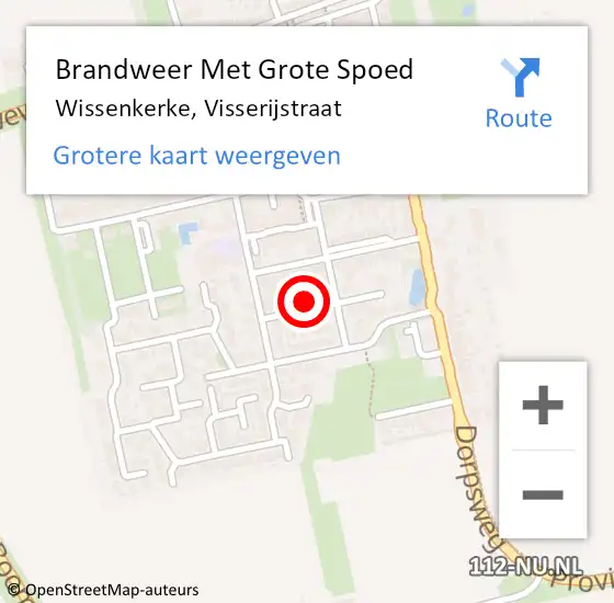 Locatie op kaart van de 112 melding: Brandweer Met Grote Spoed Naar Wissenkerke, Visserijstraat op 11 oktober 2021 05:56