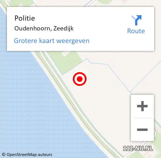 Locatie op kaart van de 112 melding: Politie Oudenhoorn, Zeedijk op 11 oktober 2021 06:52