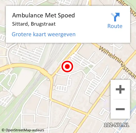Locatie op kaart van de 112 melding: Ambulance Met Spoed Naar Sittard, Brugstraat op 11 oktober 2021 13:43